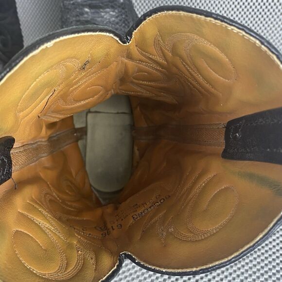 Acme Cowboy Boots Mens 11 D Black Block Heel Embroidered Western Pull On Boots - Picture 15 of 16